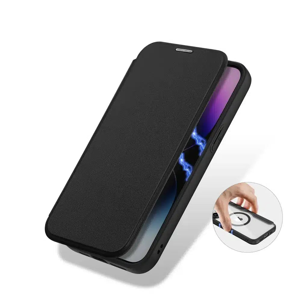 DUX DUCIS Skin X Pro – MagSafe kompatibilní flipové pouzdro pro Apple iPhone 15 Pro Max černé