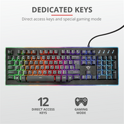 Trust GXT 860 Thura tipkovnica USB QWERTY Engleski Crno