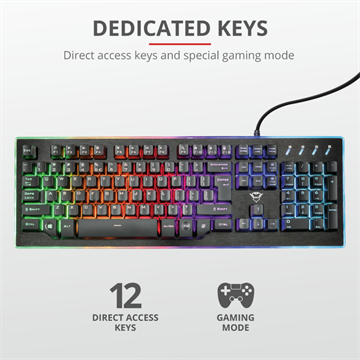 Trust GXT 860 Thura tipkovnica USB QWERTY Engleski Crno