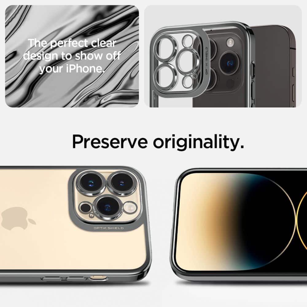 SPIGEN OPTIK CRYSTAL PRO IPHONE 14 PRO MAX CHROMOVĚ ŠEDÝ