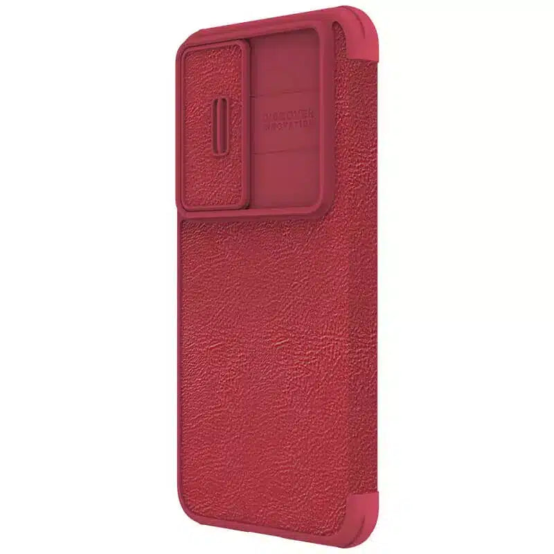 Nillkin Qin Pro – flipové pouzdro se záslepkou na kameru pro Samsung Galaxy S23 – červené