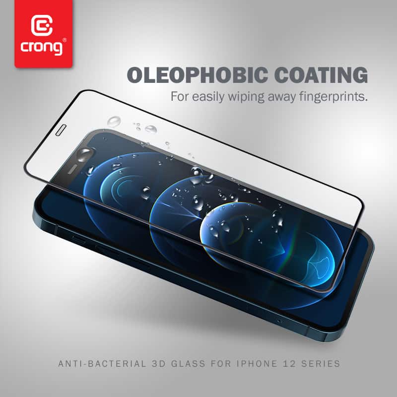 CRONG 3D ARMOUR GLASS TVRZENÉ SKLO NA CELÝ DISPLEJ IPHONE 12 PRO MAX + INSTALAČNÍ RÁMEČEK