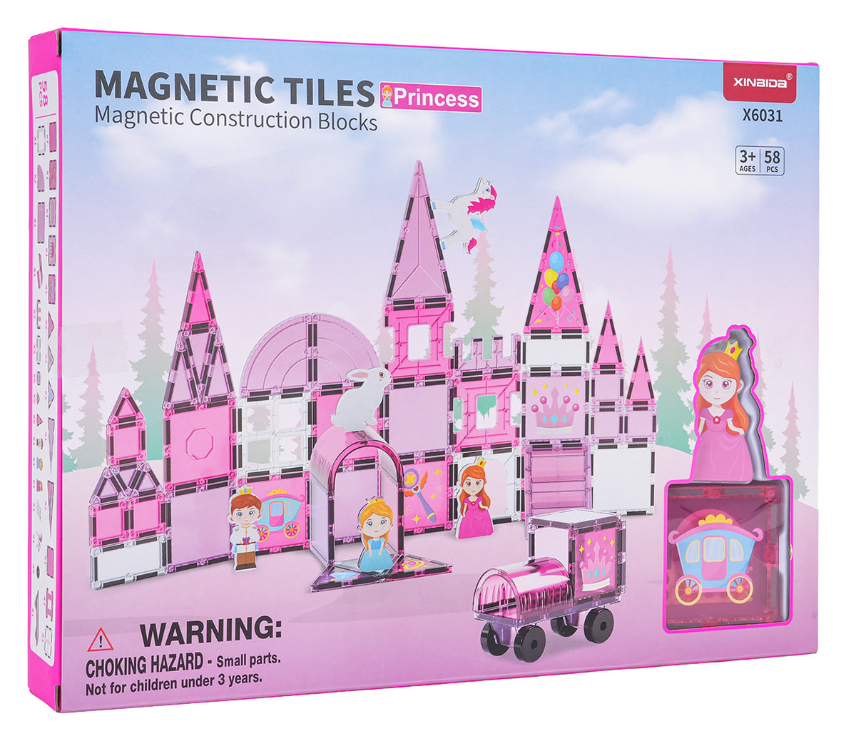 Pink Princess Magnetic Blocks Set 58 pcs.
