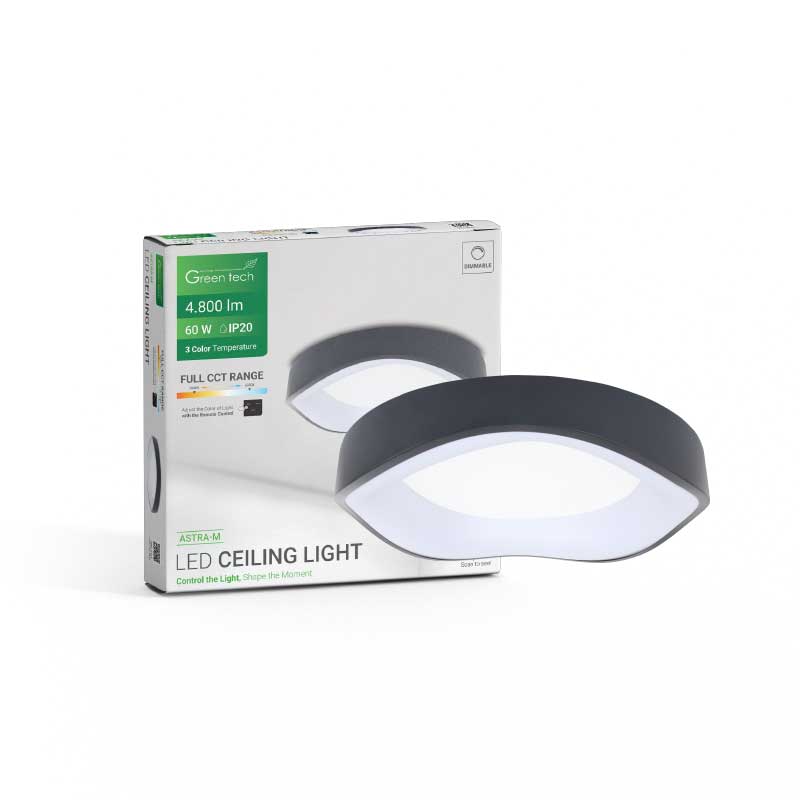 Smart plafonjera Green Tech metalna 60W, 3CCT s daljinskim up., fi 42cm