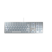 CHERRY KC 6000 Slim tipkovnica USB AZERTY Francuski Srebro, Bijelo