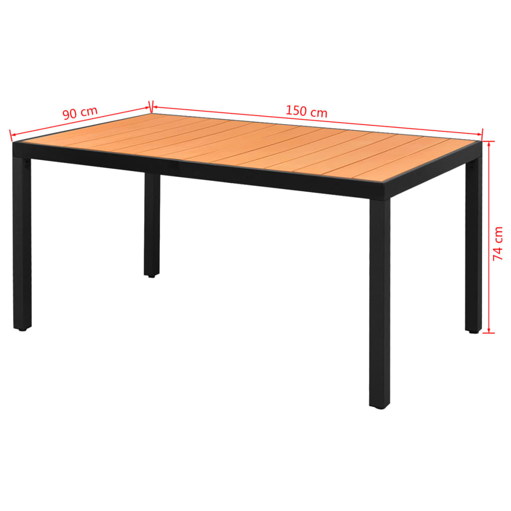 Vrtni stol smeđi 150 x 90 x 74 cm aluminijum i WPC