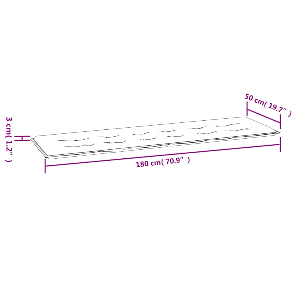 Jastuk za vrtnu klupu plavi 180 x 50 x 3 cm od tkanine Oxford