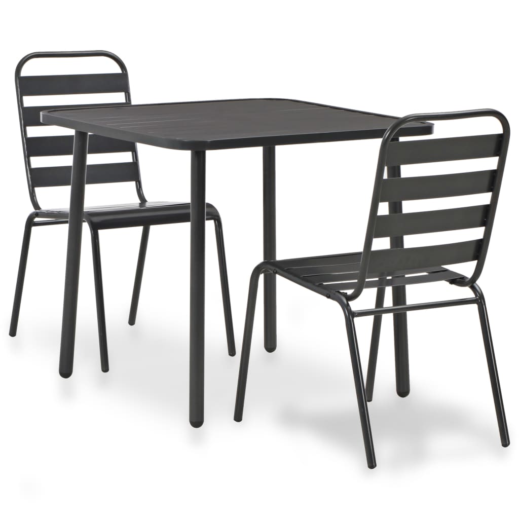 3-dijelni bistro set čelični tamno sivi