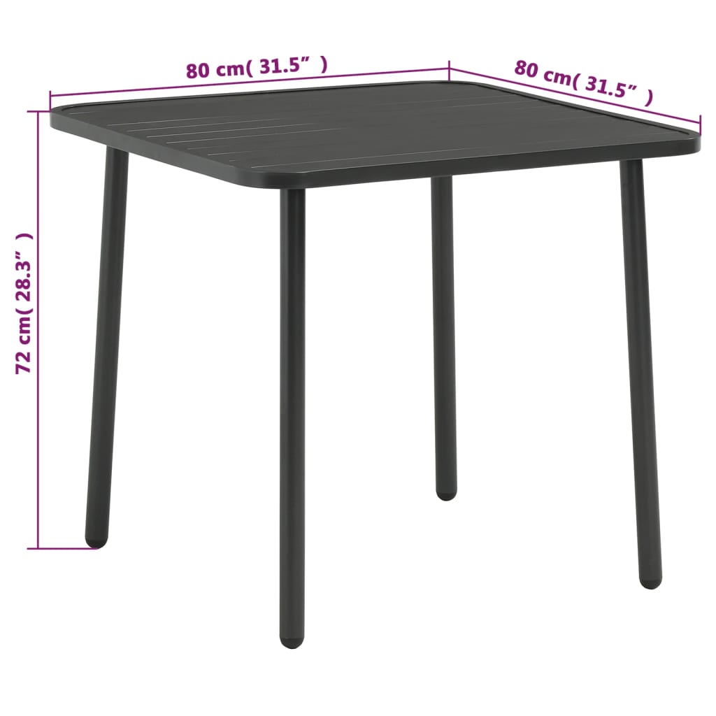 3-dijelni bistro set čelični tamno sivi
