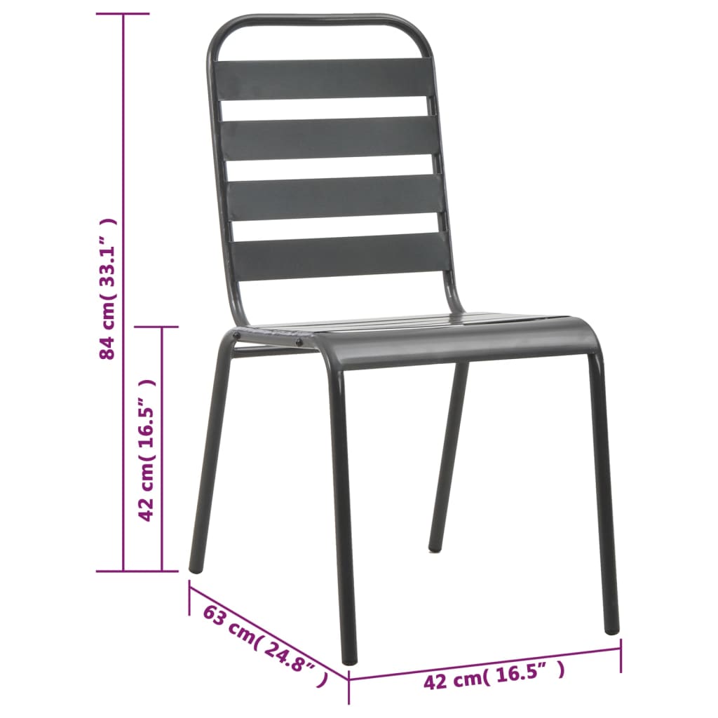 3-dijelni bistro set čelični tamno sivi