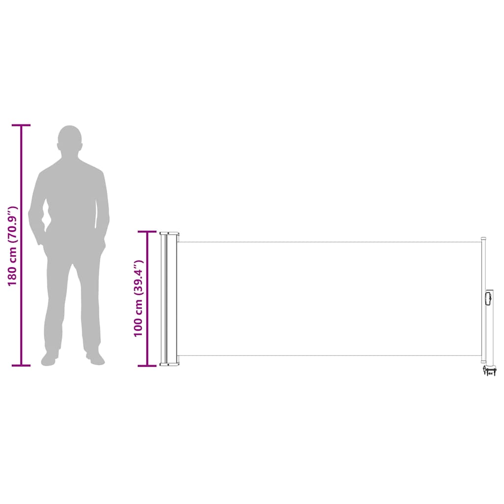 Uvlačiva bočna tenda za terasu 100 x 300 cm crna