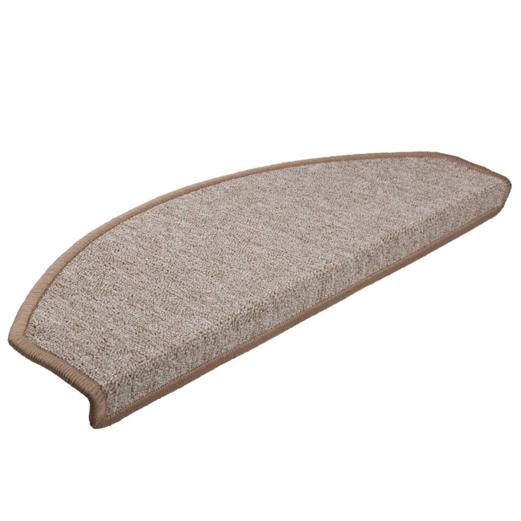 Prostirke za stepenice 15 kom 65x24x4 cm svijetlosmeđe poluokrugle velike