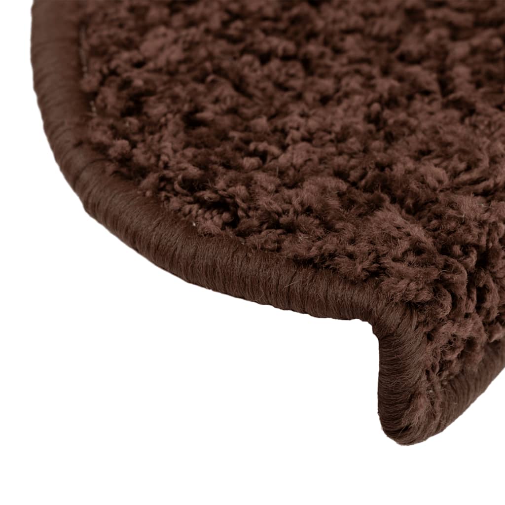 Prostirke za stepenice 15 kom 65x21x4 cm Smeđe poluokrugle velike