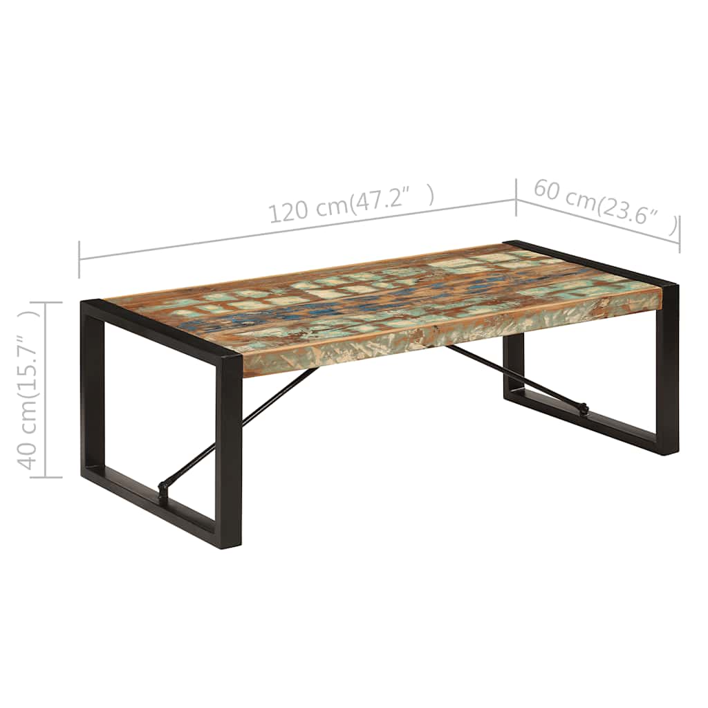 Stolić za kavu od masivnog obnovljenog drva 120 x 60 x 40 cm