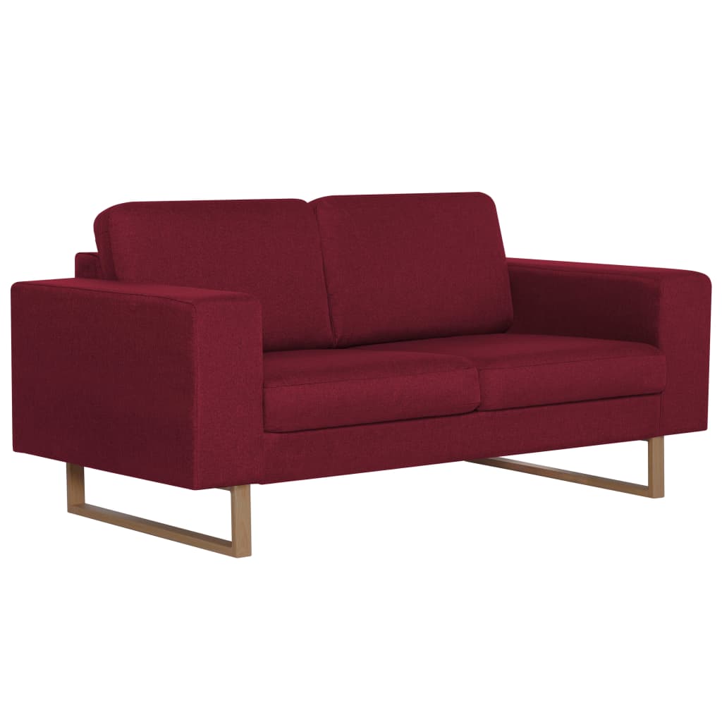 2-dijelni set sofa od tkanine crvena boja vina