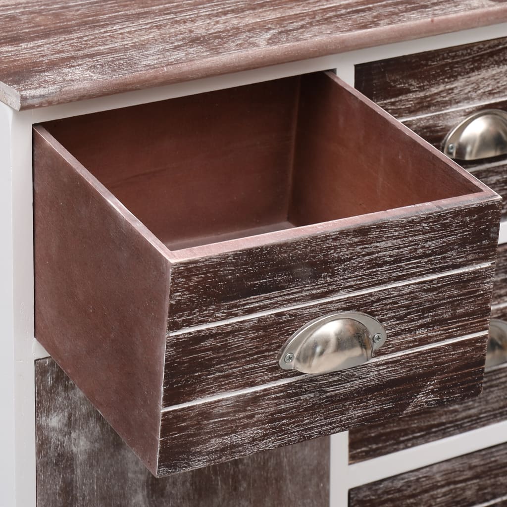 Komoda s 10 ladica smeđa 113 x 30 x 79 cm drvena
