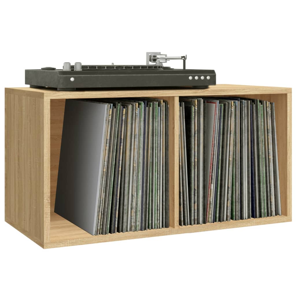 Kutija za pohranu vinilnih ploča boja hrasta 71x34x36 cm drvena