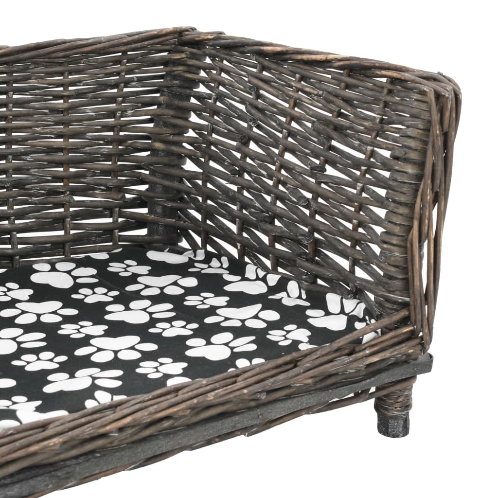 Košara za pse s jastukom siva 50 x 33 x 30 cm od prirodne vrbe