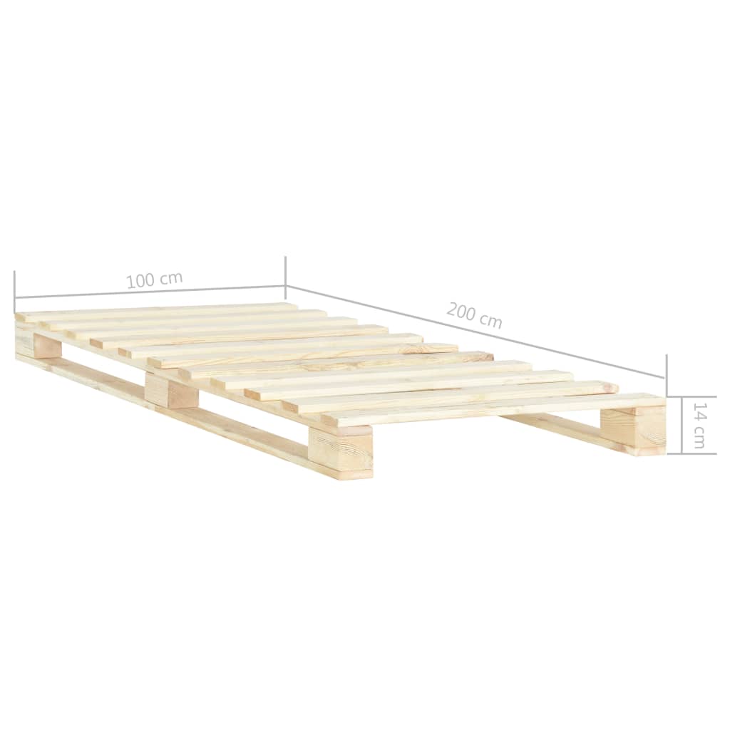 Okvir za krevet od paleta od masivne borovine 100 x 200 cm