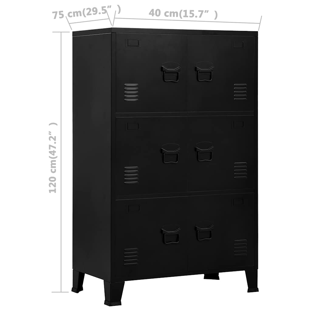 Industrijski sanduk za pohranu crni 75 x 40 x 120 cm čelični