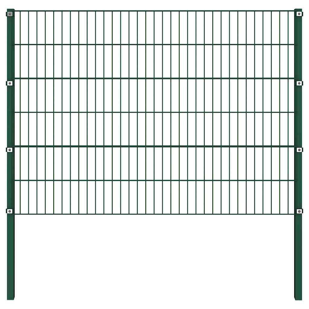 Ogradni panel sa stupovima od željeza 694,5 x 120 cm zeleni