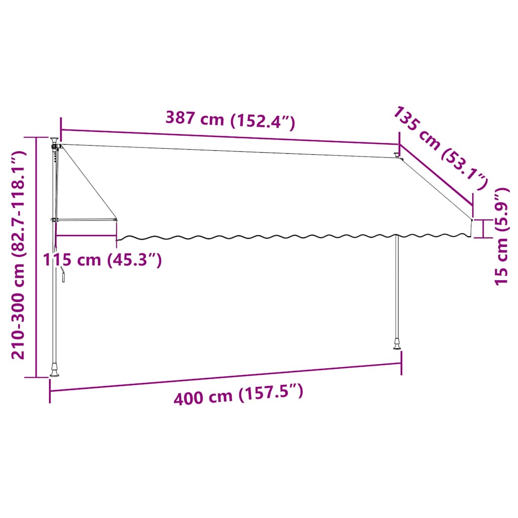 Tenda na ručno uvlačenje 400 cm narančasto-smeđa