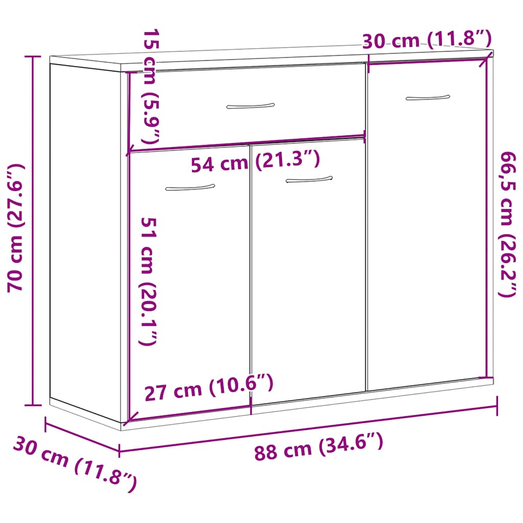 Komoda boja hrasta sonome 88 x 30 x 70 cm od konstruiranog drva