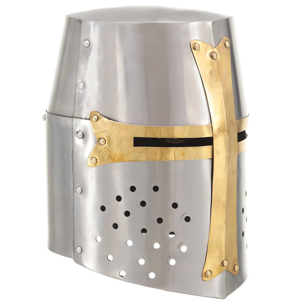 Replika srednjovjekovne križarske kacige LARP srebrna čelična