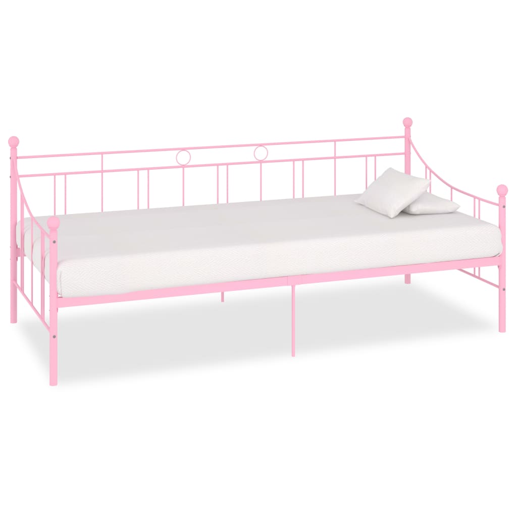 Okvir za dnevni ležaj ružičasti metalni 90 x 200 cm