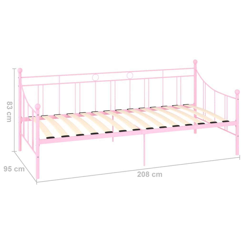 Okvir za dnevni ležaj ružičasti metalni 90 x 200 cm