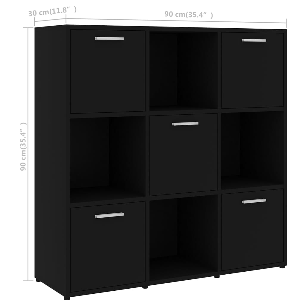 Ormarić za knjige crni 90 x 30 x 90 cm od konstruiranog drva