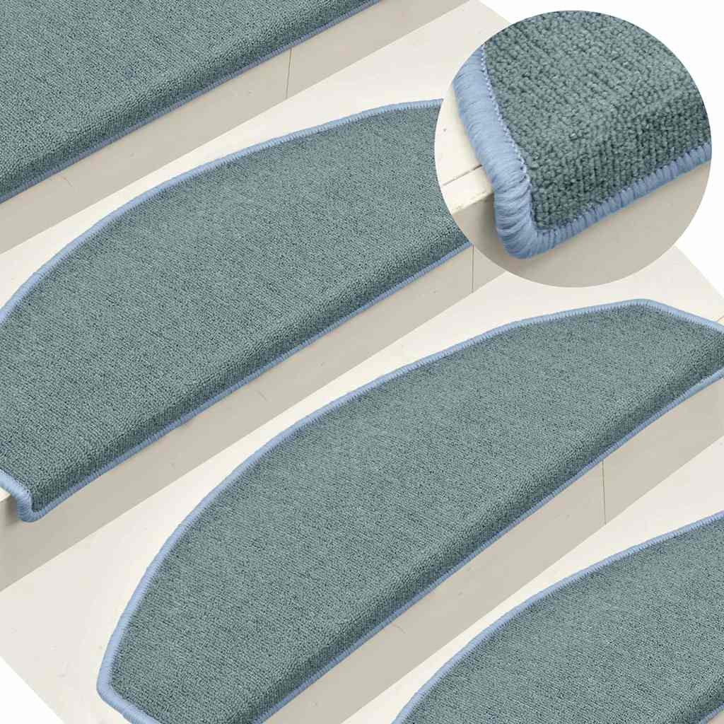 Prostirke za stepenice 15 kom 65x24x4 cm morsko plave poluokrugle velike