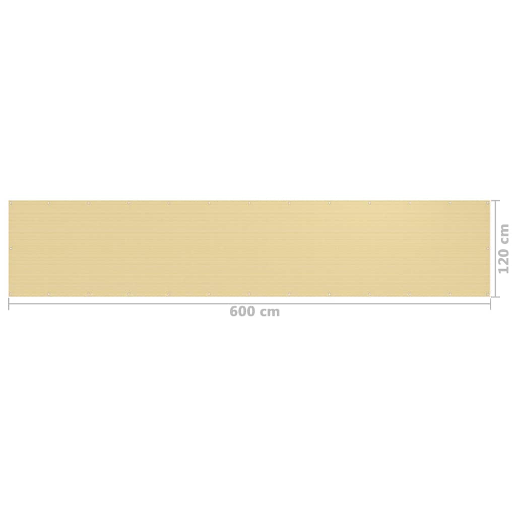 Balkonski zastor bež 120 x 600 cm HDPE