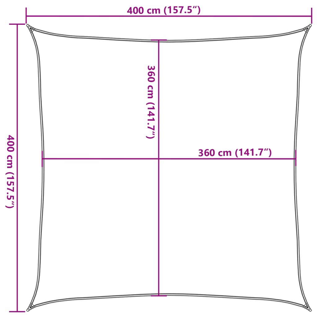 Jedro za zaštitu sunca 160 g/m² kvadratno narančasto 4x4 m HDPE
