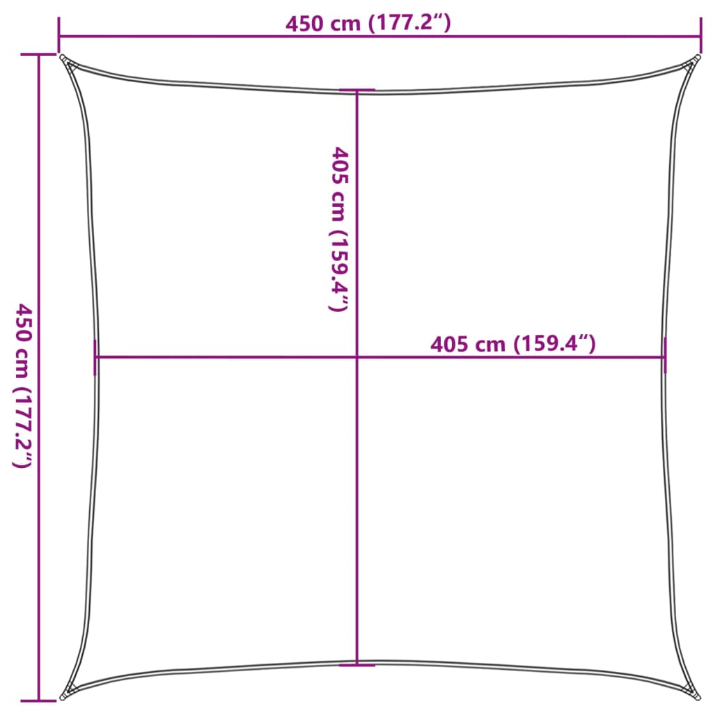 Jedro za zaštitu od sunca 160 g/m² smeđe 4,5 x 4,5 m HDPE
