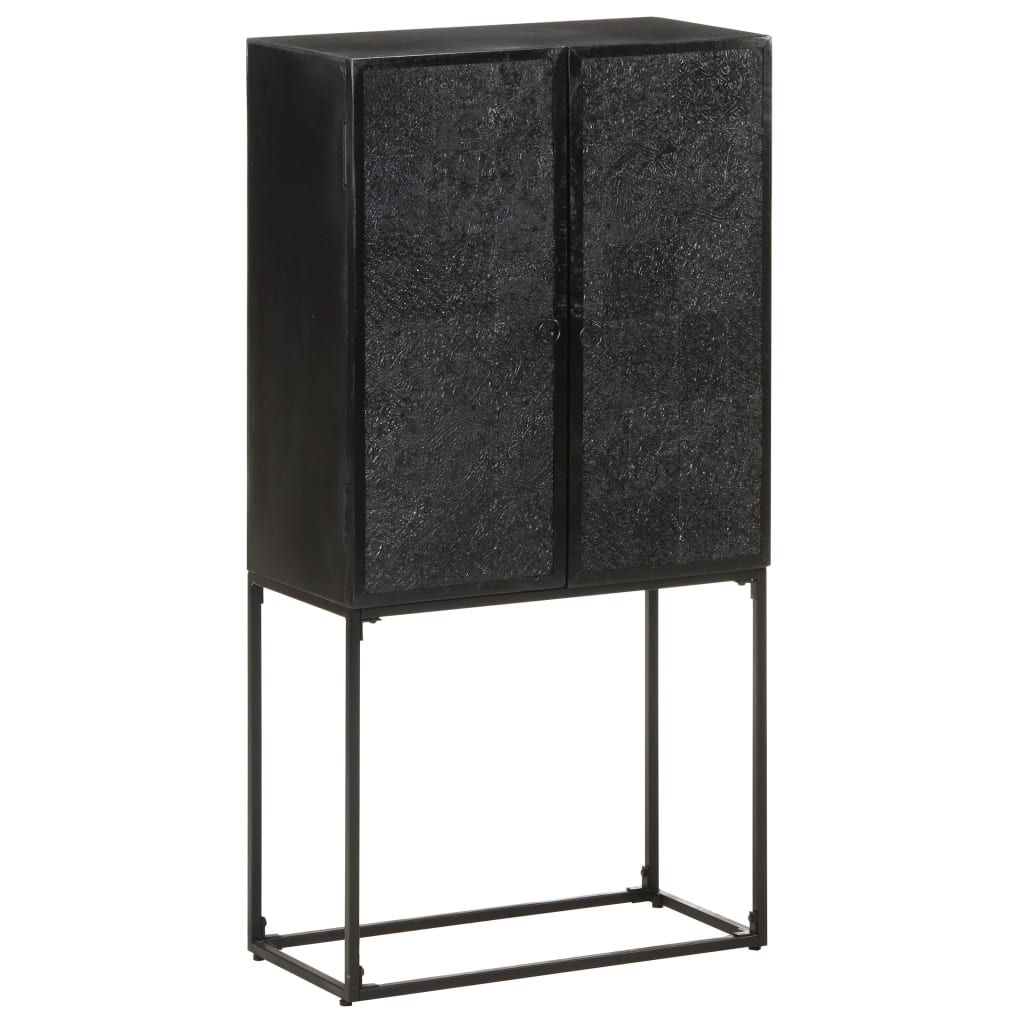 Komoda crna 60 x 30 x 120 cm od masivnog drva bagrema i manga