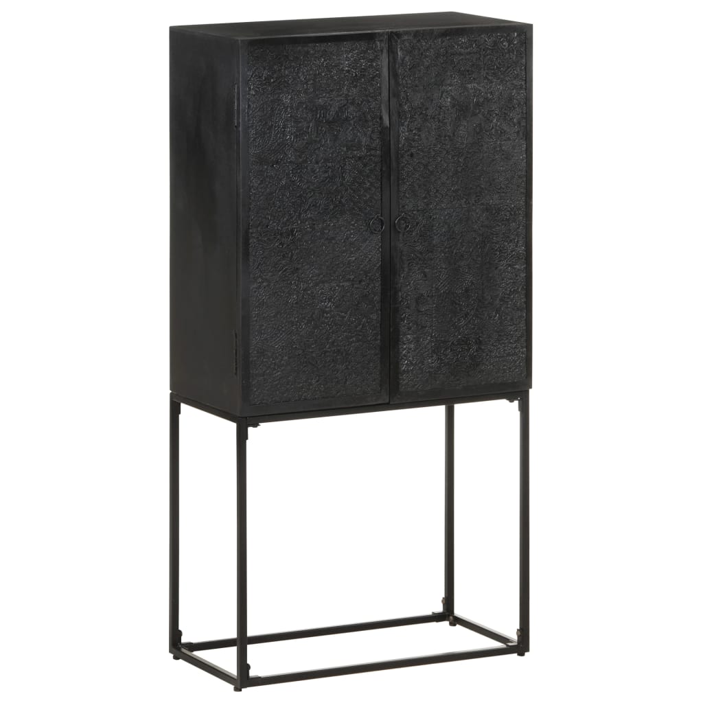 Komoda crna 60 x 30 x 120 cm od masivnog drva bagrema i manga