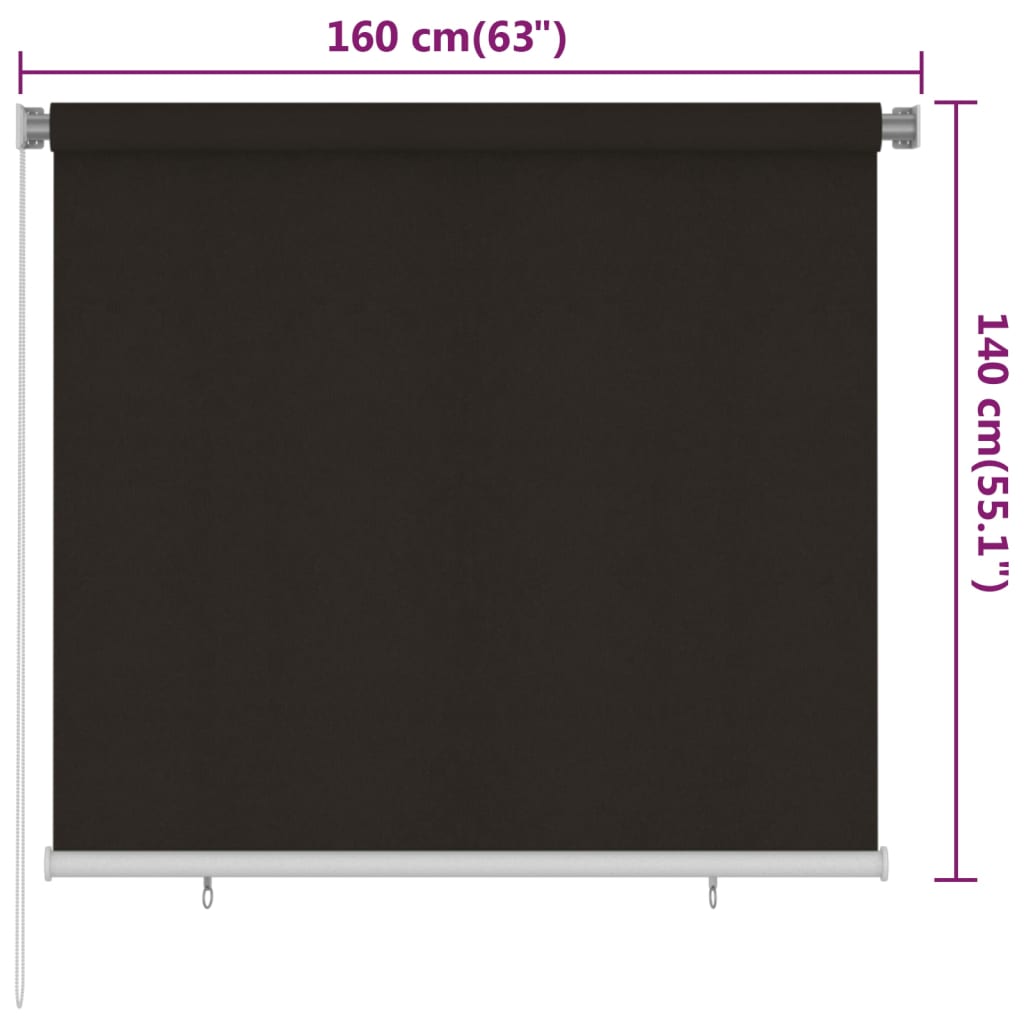 Vanjska roleta za zamračivanje 160 x 140 cm smeđa HDPE