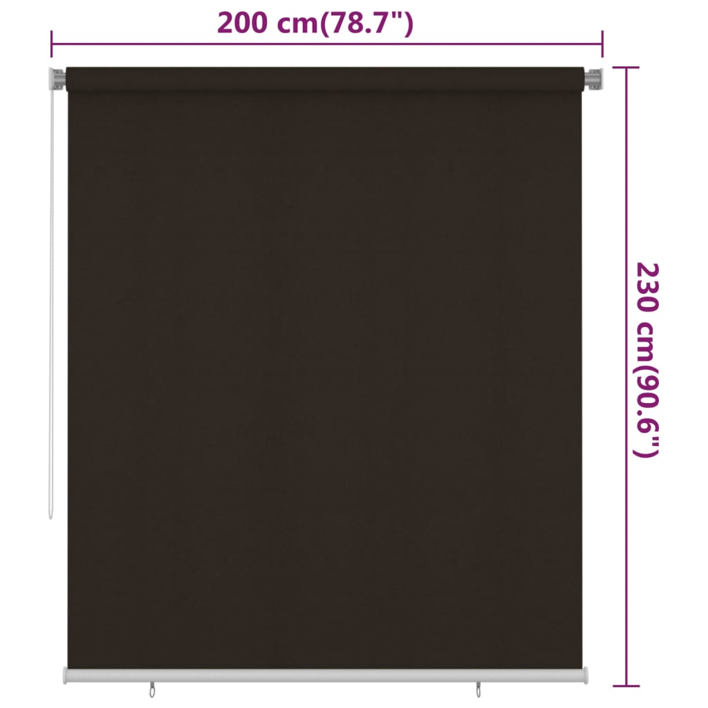 Vanjska roleta za zamračivanje 200 x 230 cm smeđa HDPE