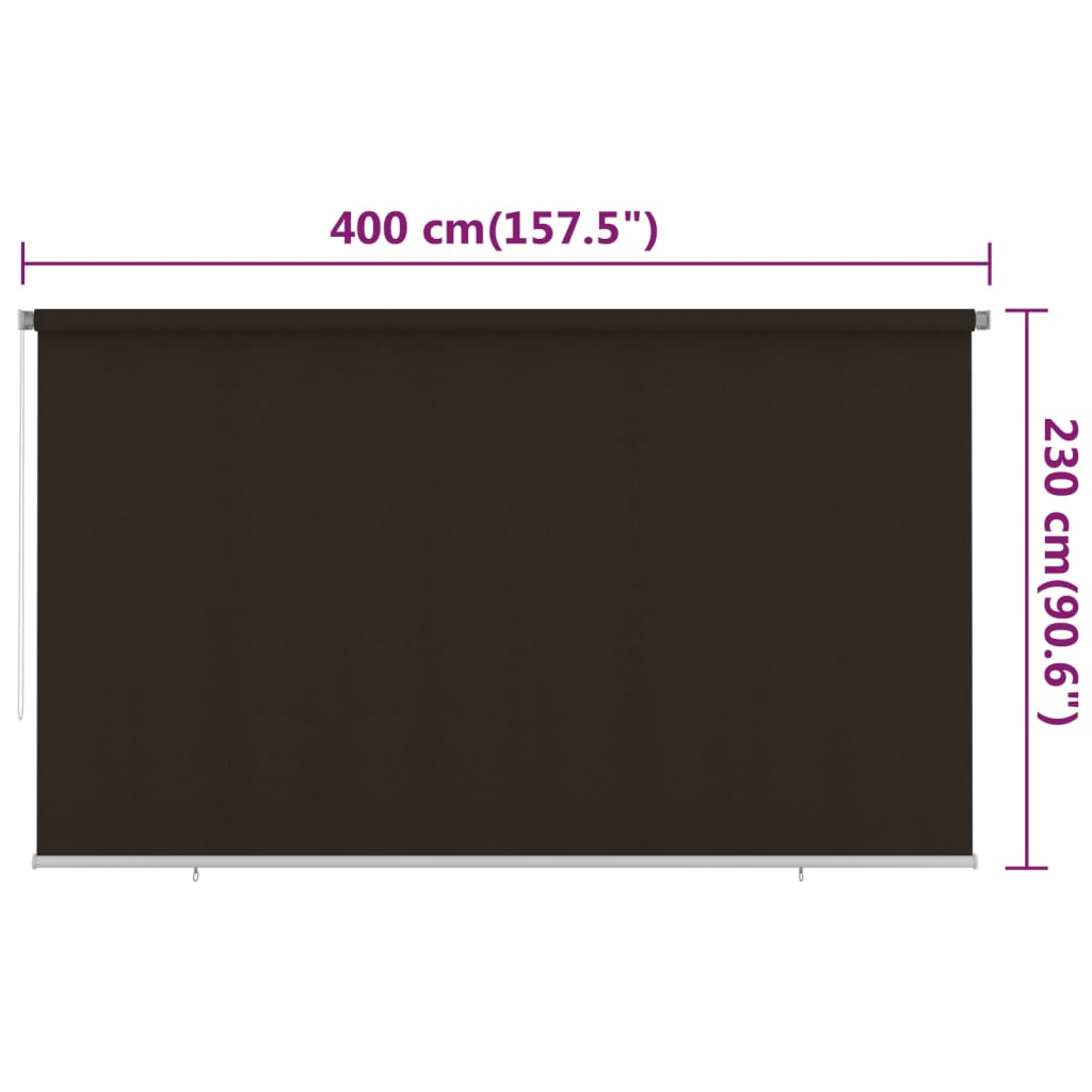 Vanjska roleta za zamračivanje 400 x 230 cm smeđa HDPE