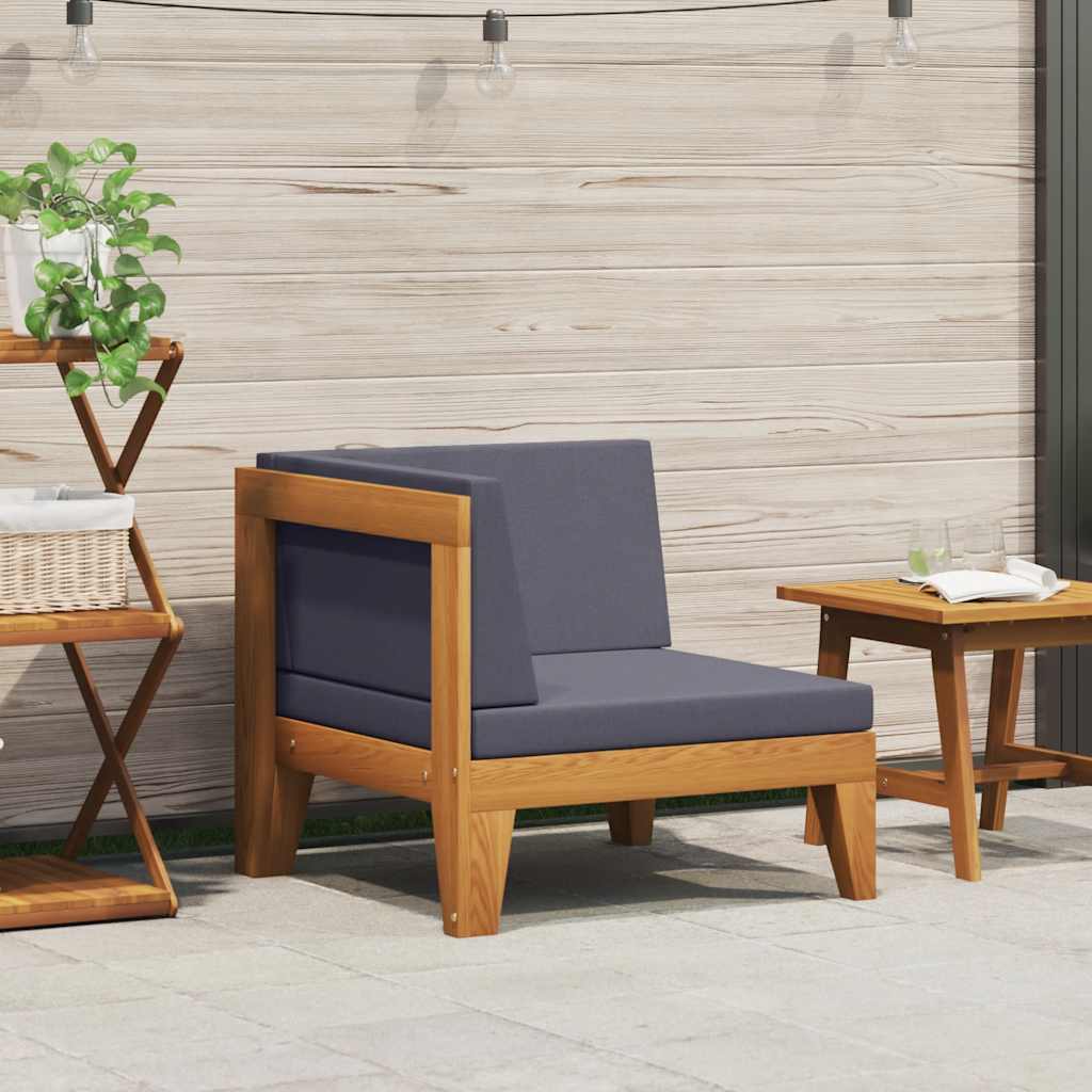 Modularna kutna sofa i tamnosivi jastuci masivno bagremovo drvo