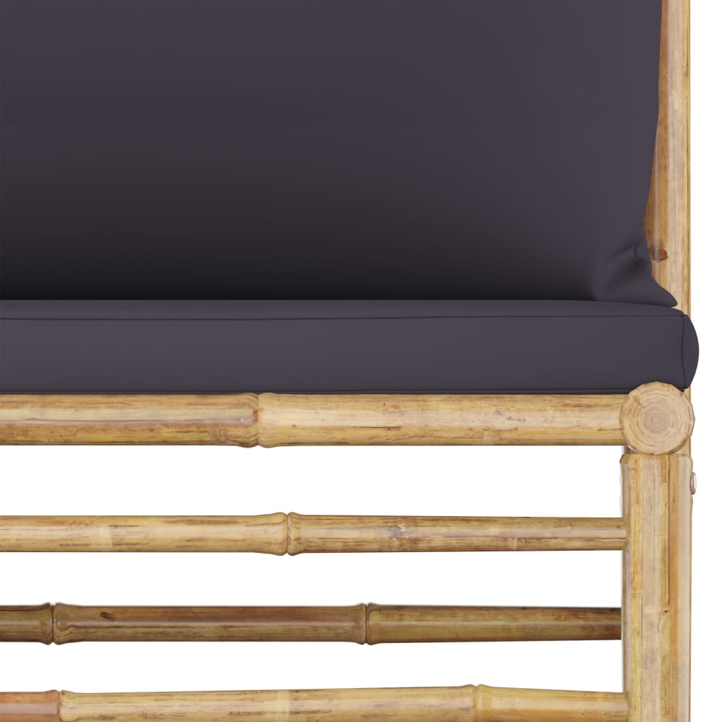 6-dijelna vrtna garnitura od bambusa s tamnosivim jastucima