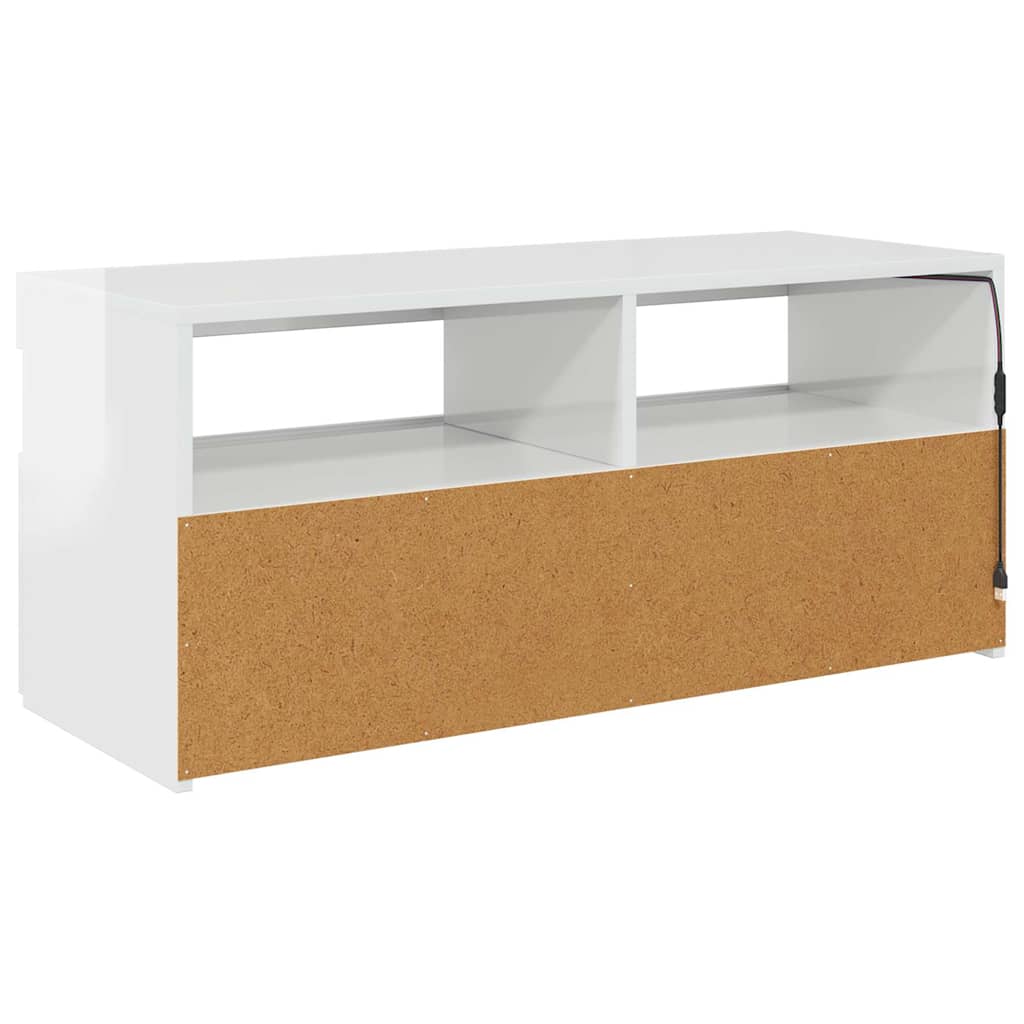 TV ormarić s LED svjetlima visoki sjaj bijeli 90x35x40 cm