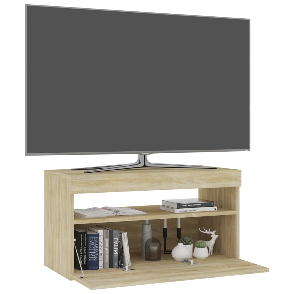 TV ormarić s LED svjetlima boja hrasta sonome 75 x 35 x 40 cm