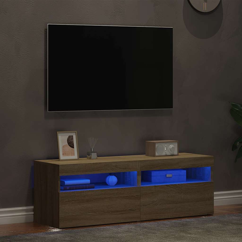 TV ormarići s LED svjetlima 2 kom boja hrasta 60 x 35 x 40 cm