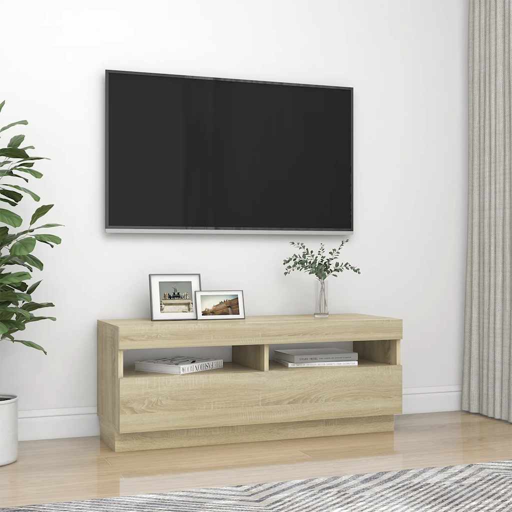 TV ormarić s LED svjetlima boja hrasta sonome 100 x 35 x 40 cm