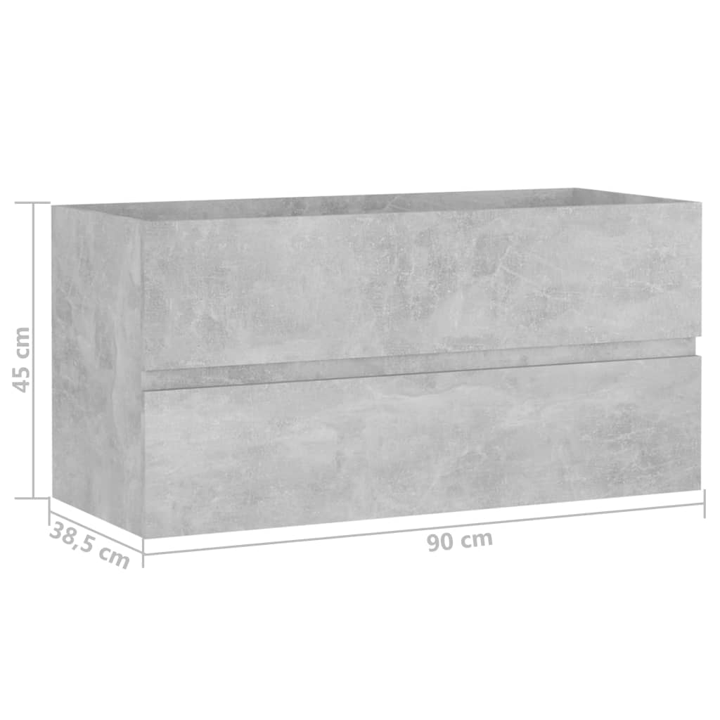 Ormarić za umivaonik boja betona 90x38,5x45cm konstruirano drvo
