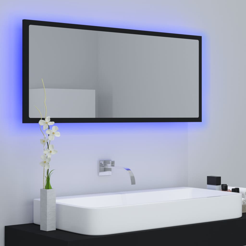 LED kupaonsko ogledalo crno 100x8,5x37 cm akrilno