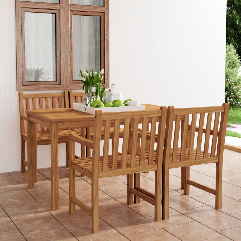 Vrtni blagovaonski set od 5 dijelova 140 x 80 cm masivno tikovino drvo