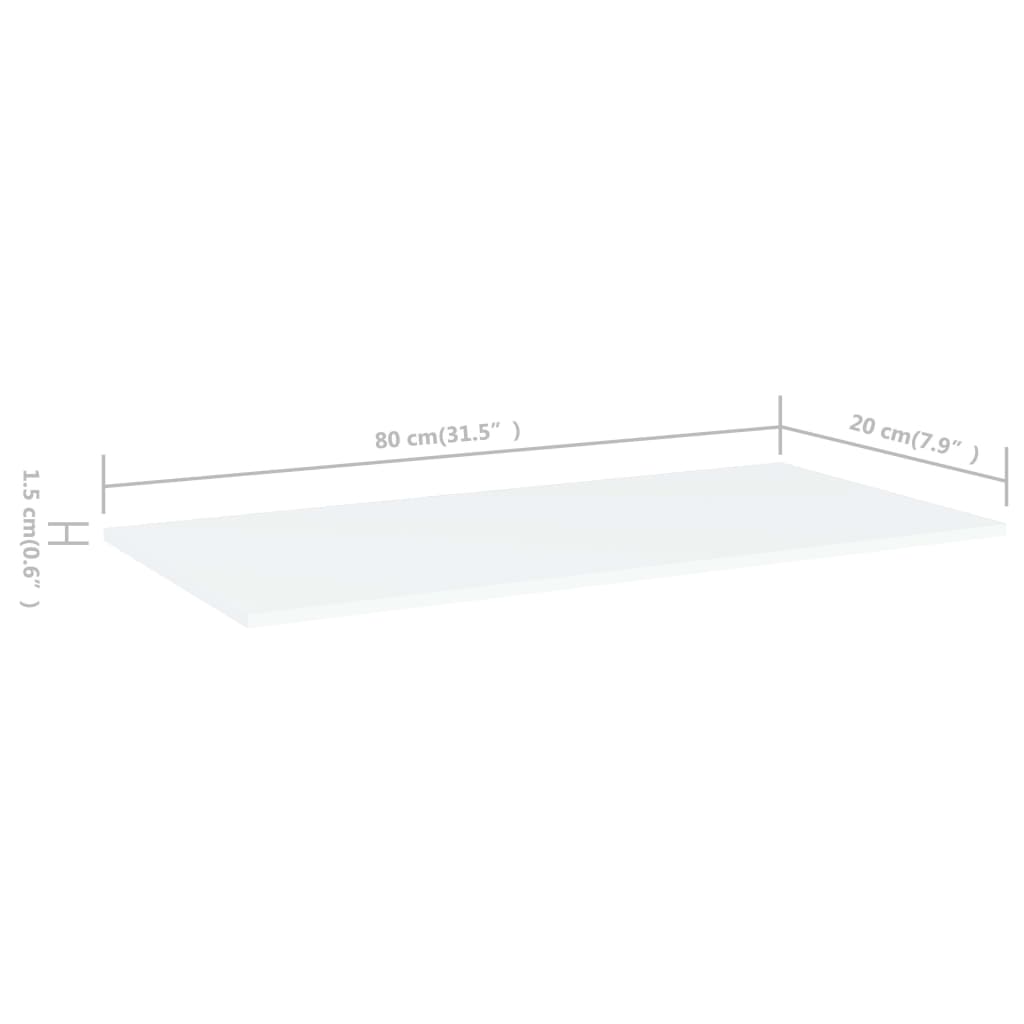 Police za knjige 4 kom bijele 80x20x1,5 cm konstruirano drvo
